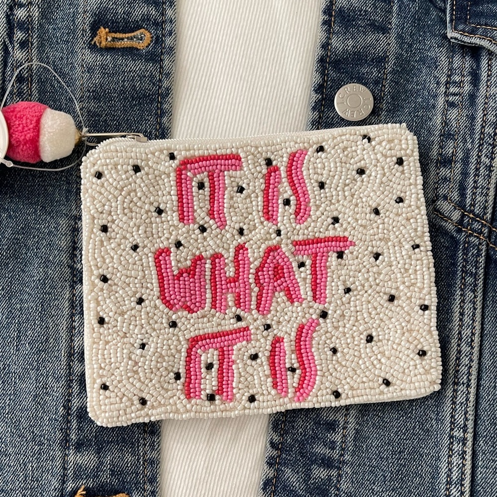 It Is What It Is Coin Pouch Seed Bead Coin Pouch Beaded Coin Bag Women’s wallet - Picture 2 of 6